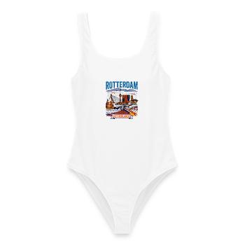 Retro Rotterdam Netherlands Cityscape Skyline Aug - Frauen Badeanzug - Weiß - Vorne - AI Model Female 172 dark (172cm)