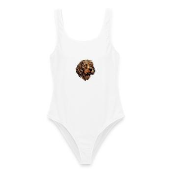 Hund Kopf Locken Braun Illustration - Frauen Badeanzug - Weiß - Vorne - AI Model Female 172 dark (172cm)