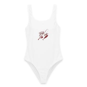 Passion Peach Vintage-Typografie - Frauen Badeanzug - Weiß - Vorne - AI Model Female 172 dark (172cm)