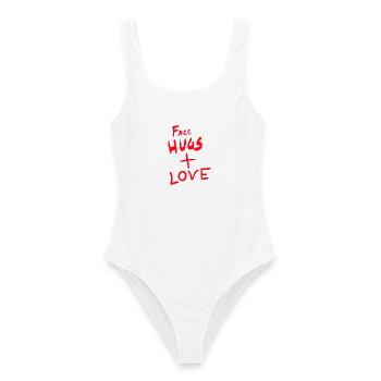 Free Hugs and Love Logo - Frauen Badeanzug - Weiß - Vorne - AI Model Female 172 dark (172cm)