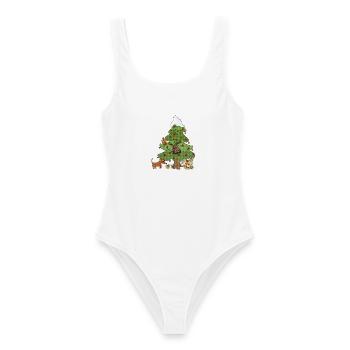 Witziger_weihnachtsbaum_1 - Frauen Badeanzug - Weiß - Vorne - AI Model Female 172 dark (172cm)