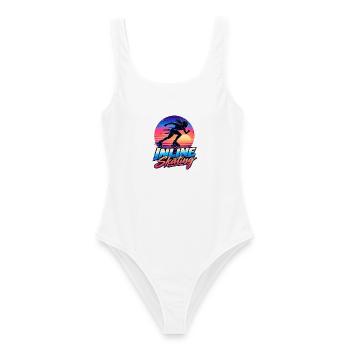Inline Skating Retro Sunset – Skater - Frauen Badeanzug - Weiß - Vorne - AI Model Female 172 dark (172cm)