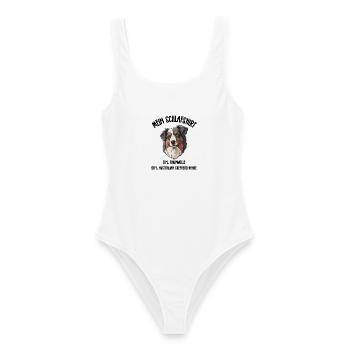 Australian Shepherd Schlafshirt Kopf Porträt - Frauen Badeanzug - Weiß - Vorne - AI Model Female 172 dark (172cm)