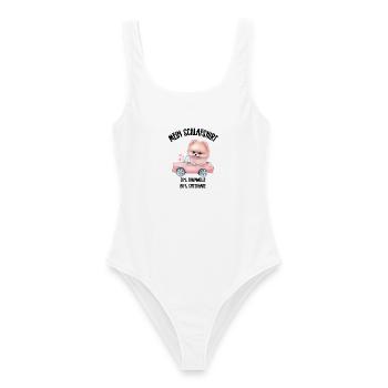 Zwergspitz Schlafshirt Rosa Cabrio - Frauen Badeanzug - Weiß - Vorne - AI Model Female 172 dark (172cm)