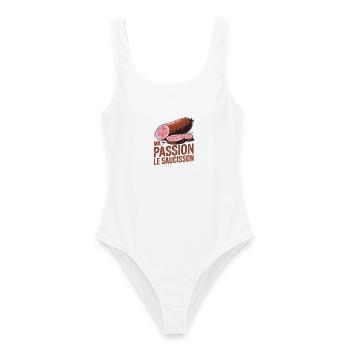  Ma Passion Le Saucisson Wurstliebhaber Salami - Frauen Badeanzug - Weiß - Vorne - AI Model Female 172 dark (172cm)