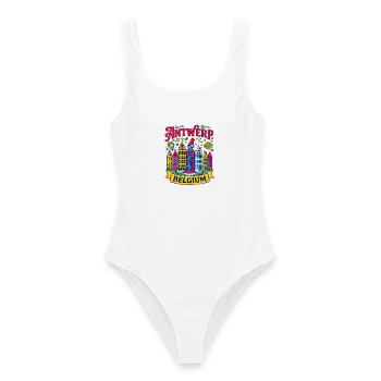 Retro Antwerp Belgium City Skyline Travel - Frauen Badeanzug - Weiß - Vorne - AI Model Female 172 dark (172cm)