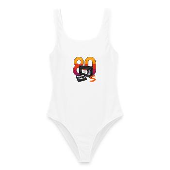 80er Retro - Frauen Badeanzug - Weiß - Vorne - AI Model Female 172 dark (172cm)