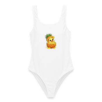 Süße Cartoon Ente mit Ananas Tropisch - Frauen Badeanzug - Weiß - Vorne - AI Model Female 172 dark (172cm)