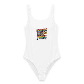 Hetero Klingt Nach Ner Phase LGBTQ Pride Humor - Frauen Badeanzug - Weiß - Vorne - AI Model Female 172 dark (172cm)