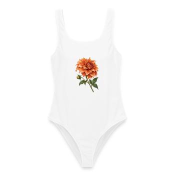 Kupfer-Dahlia am Ende des Sommers - Frauen Badeanzug - Weiß - Vorne - AI Model Female 172 dark (172cm)