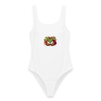Kokosnuss-BH Hawaiianisches lustiges tropisches Kostüm Hawaii - Frauen Badeanzug - Weiß - Vorne - AI Model Female 172 dark (172cm)