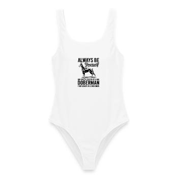 Dobermann Spruch Hunde Lustiges Dobermann Geschenk - Frauen Badeanzug - Weiß - Vorne - AI Model Female 172 dark (172cm)