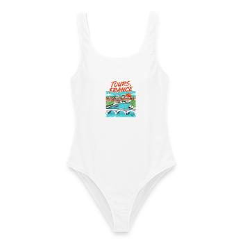 Vintage Style Tours France River Skyline - Frauen Badeanzug - Weiß - Vorne - AI Model Female 172 dark (172cm)