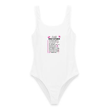 JGA Braut Checkliste Mädelsabend Party Motiv - Frauen Badeanzug - Weiß - Vorne - AI Model Female 172 dark (172cm)