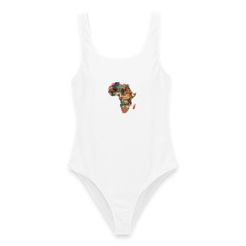 Afrika Karte Reise Backpacker Touristen Souvenir  - Frauen Badeanzug - Weiß - Vorne - AI Model Female 172 dark (172cm)