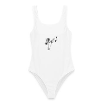 Schmetterlingdesign Pusteblumen Wiese Herzen Feen - Frauen Badeanzug - Weiß - Vorne - AI Model Female 172 dark (172cm)