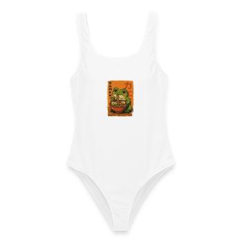 Kawaii Frosch isst Ramen Nudeln Retro - Frauen Badeanzug - Weiß - Vorne - AI Model Female 172 dark (172cm)