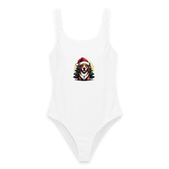 Santa's Favorite Dog Dad Funny Christmas Dog Lover - Frauen Badeanzug - Weiß - Vorne - AI Model Female 172 dark (172cm)