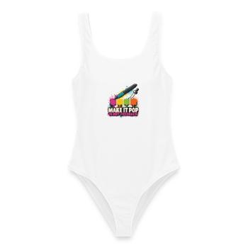 Make It Pop – Kein Feedback - Frauen Badeanzug - Weiß - Vorne - AI Model Female 172 dark (172cm)