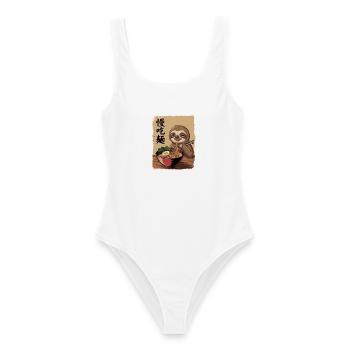 Faultier isst Ramen Nudeln Japan Retro - Frauen Badeanzug - Weiß - Vorne - AI Model Female 172 dark (172cm)