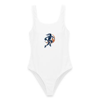 Basketballerin - Frauen Badeanzug - Weiß - Vorne - AI Model Female 172 dark (172cm)