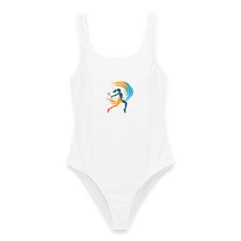 Badmintonspielerin - Frauen Badeanzug - Weiß - Vorne - AI Model Female 172 dark (172cm)