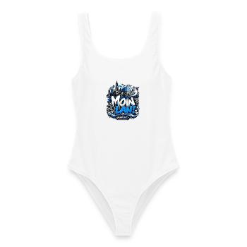 MOIN LAN! – Hamburg Streetwear - Frauen Badeanzug - Weiß - Vorne - AI Model Female 172 dark (172cm)