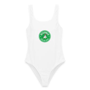 Lustiger Skifahren Schneemann Beginner Green Run  - Frauen Badeanzug - Weiß - Vorne - AI Model Female 172 dark (172cm)