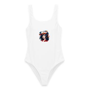 Retro-Sailor Pinup Porträt - Frauen Badeanzug - Weiß - Vorne - AI Model Female 172 dark (172cm)