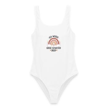 Große Schwester 2027 Boho Regenbogen - Frauen Badeanzug - Weiß - Vorne - AI Model Female 172 dark (172cm)