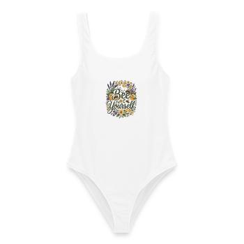 Bee Yourself – Bienen Blumen Honig Natur Design - Frauen Badeanzug - Weiß - Vorne - AI Model Female 172 dark (172cm)