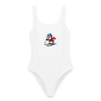 Süßer Pinguin auf Ski Cartoon Wintersport - Frauen Badeanzug - Weiß - Vorne - AI Model Female 172 dark (172cm)