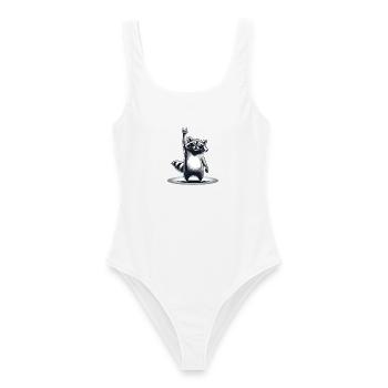 Retro Raccoon Rock-Musik Geschenk Männer Kinder Frauen - Frauen Badeanzug - Weiß - Vorne - AI Model Female 172 dark (172cm)