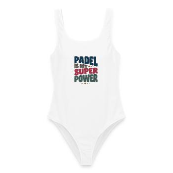 Padel Spielerin Spieler Padel is my Superpower - Frauen Badeanzug - Weiß - Vorne - AI Model Female 172 dark (172cm)