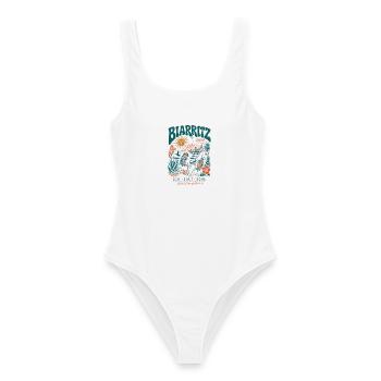Biarritz 2026 Surf Insel Vibes - Frauen Badeanzug - Weiß - Vorne - AI Model Female 172 dark (172cm)