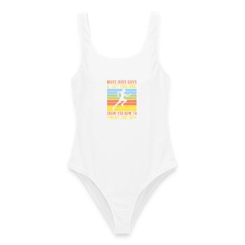 Funny XC Running Runner Gifts Unique Edition - Frauen Badeanzug - Weiß - Vorne - AI Model Female 172 dark (172cm)