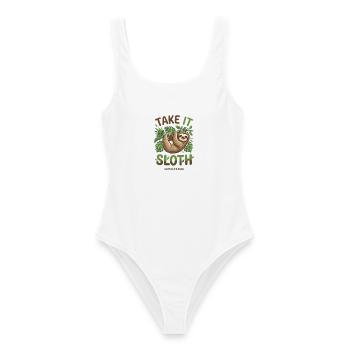 Take It Sloth – Gemütliches Faultier Geschenk - Frauen Badeanzug - Weiß - Vorne - AI Model Female 172 dark (172cm)