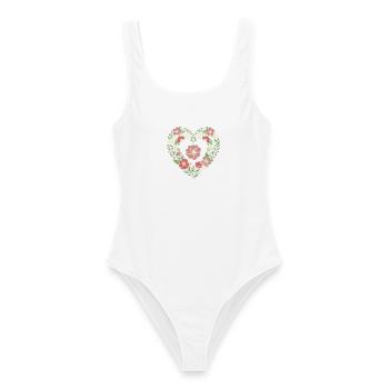 Floral Heart Wildblumen-Design - Frauen Badeanzug - Weiß - Vorne - AI Model Female 172 dark (172cm)