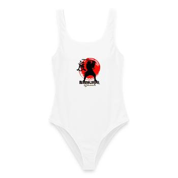 Roter Kreis-Krieger-Silhouette - Frauen Badeanzug - Weiß - Vorne - AI Model Female 172 dark (172cm)