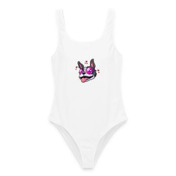 Boston Terrier Brille Humor - Frauen Badeanzug - Weiß - Vorne - AI Model Female 172 dark (172cm)