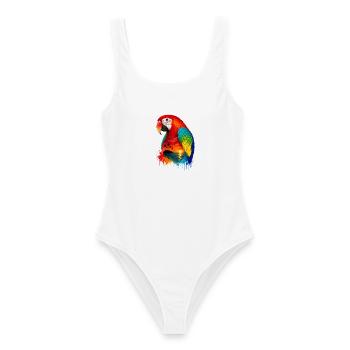Tropical Sunset Palm Sea Beach Parrot Papagei - Frauen Badeanzug - Weiß - Vorne - AI Model Female 172 dark (172cm)