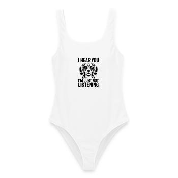 Beagle Spruch Hunde Lustiges Beagle Geschenk - Frauen Badeanzug - Weiß - Vorne - AI Model Female 172 dark (172cm)