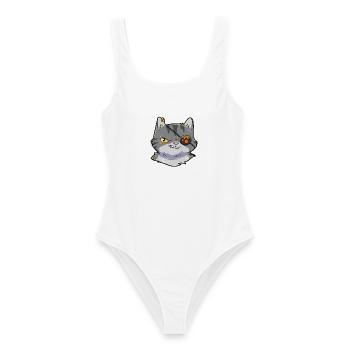 Katze Pirat - Frauen Badeanzug - Weiß - Vorne - AI Model Female 172 dark (172cm)