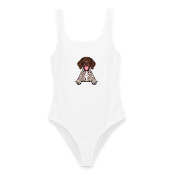 Deutsch Kurzhaar - Frauen Badeanzug - Weiß - Vorne - AI Model Female 172 dark (172cm)