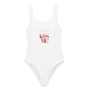 Shut Up And Kiss Me Küss Mich Einfach Valentinstag - Frauen Badeanzug - Weiß - Vorne - AI Model Female 172 dark (172cm)