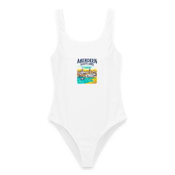 Retro Aberdeen Scotland City Skyline Novelty - Frauen Badeanzug - Weiß - Vorne - AI Model Female 172 dark (172cm)