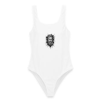 Zeus Blitz Tinte Spritzer Griechischer Gott - Frauen Badeanzug - Weiß - Vorne - AI Model Female 172 dark (172cm)