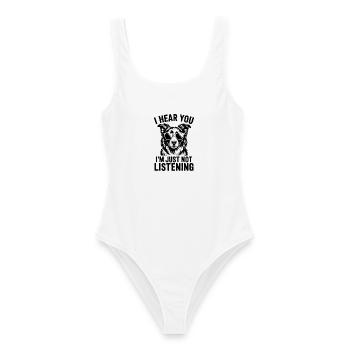 Border Collie Spruch Witz Border CollieGeschenk - Frauen Badeanzug - Weiß - Vorne - AI Model Female 172 dark (172cm)
