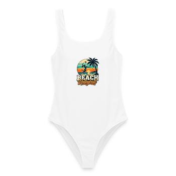 Beachvolleyball Sunset – Retro Beach Vibes - Frauen Badeanzug - Weiß - Vorne - AI Model Female 172 dark (172cm)
