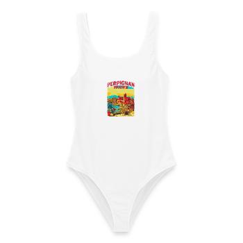 Vintage Style Perpignan France Cityscape Novelty - Frauen Badeanzug - Weiß - Vorne - AI Model Female 172 dark (172cm)